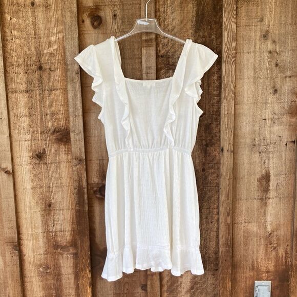 Maurices White Lace Front Ruffle Skater Dress - Picture 3 of 6